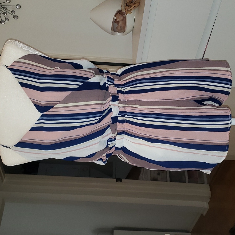 Pink and blue cross back Romper